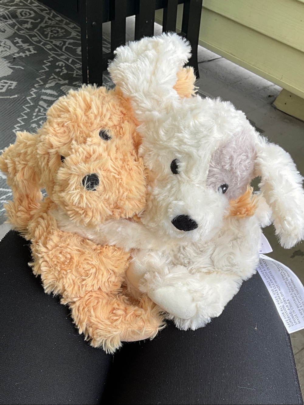 Warm Plush Dog Duo - Cream and Peach Cuddly Toys